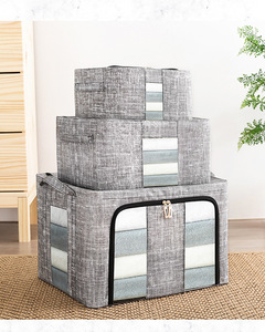 Metal Frame Storage Box for Clothing Bedding Shelves Clothes Storage Box Bins Stackable Foldable Container Organizer