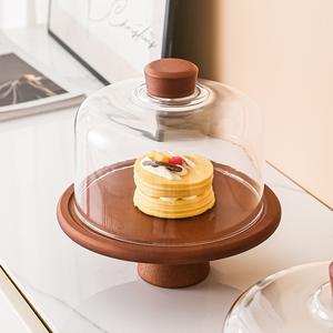 Base de Cristal Transparente para Pastel con Tapa, Base de Madera para Pastel con Cúpula - Product Image 2