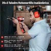 Trapano a percussione brushless 21V 1.5Ah Rosso Nero a velocità variabile, utensile professionale per la lavorazione del legno - Product Image 4