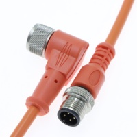 Connecteur circulaire M12 personnalisé avec câble orange surmoulé, 4 ou 8 broches, angle droit, capteur industriel