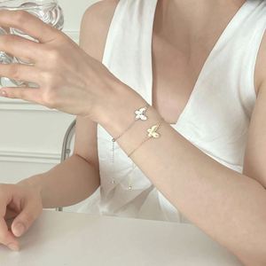 Dylam <b>Charm</b> Jewelry S925 Silver Rhodium 14K Gold Plated Crushed Ice Butterfly Silhouette Pendant Link Chain 5A Zirconia <b>Bracelet</b> - Product Image 2