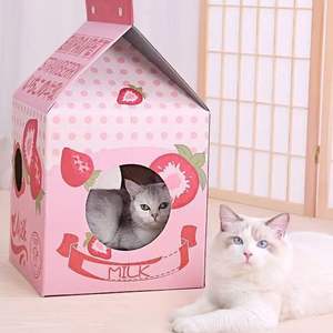 Katzenkratzbrett Kartonboxen Katzennest Milchkarton Katzenhaus - Product Image 2