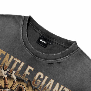 Camisetas de algodón transpirables con efecto desgastado para hombre, estilo oversize, con estampado de calavera steampunk, manga corta, cuello redondo, estilo urbano. - Product Image 5