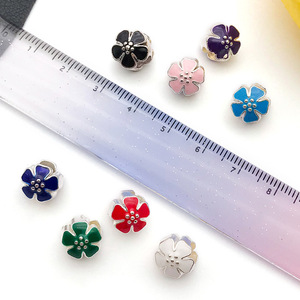 Perline con bordo incrociato bracciale Dora Big Hole fai da te accessori fiore antico argento pesca cuore - Product Image 3