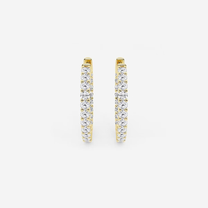 Boucles d'oreilles créoles 2 carats en diamant de laboratoire rond pour femme, élégantes, scintillantes, bijoux fins, cadeau de luxe minimaliste - Product Image 6