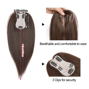 Bán Buôn Thẳng Tóc Thoáng Khí Tóc Giả Topper Lụa Cơ Sở Đóng Cửa Clip Trong Tóc Mảnh Phụ Nữ Tóc Con Người Toppers - Product Image 3