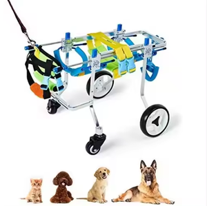 Fauteuil roulant pour chien USMILEPET léger en métal à 4 roues réglables, support complet, écologique, certifié CE, pliable, pour l'entraînement - Product Image 1
