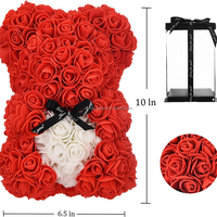 Ours en peluche artificiel Saint-Valentin en mousse PE, roses éternelles, fleurs simulées pour Noël, Pâques, remise de diplôme