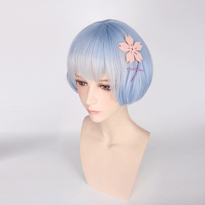 Ainizi สั้นสีฟ้าและสีชมพู Re:Zero ตัวละคร <span class=keywords><strong>Rem</strong></span> และ <span class=keywords><strong>Ram</strong></span> Cosplay Wigs สำหรับหญิง