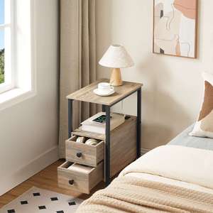 Comodino Sottile con <span class=keywords><strong>2</strong></span> Cassetti, Tavolino da Camera da Letto Stretto con Due Cassetti, Comodino <span class=keywords><strong>Salvaspazio</strong></span> con <span class=keywords><strong>2</strong></span> Cassetti per Camera da Letto - Product Image 3