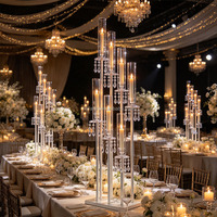 Candélabre de mariage détachable à 7 bras avec manchon en acrylique et pendentifs en cristal, centre de table pour événements, idéal pour les mariages au Moyen-Orient