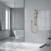 Tige de levage réglable murale noire avec douchette à main à 2 fonctions en laiton mitigeur chaud et froid corps ensemble de douche de salle de bain