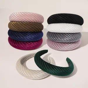 Cordoroy Velvet Sponge Padded Headband For Women Fashion Solid Color Velvet Headband Hairband 10 Colors Wholesale