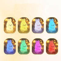 Veilleuse Led pour bébé mignon, lampe de nuit en forme de lapin, Rechargeable, Portable, 7 couleurs