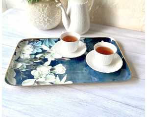 Plateau de service décoratif de qualité assurée avec imprimé floral, plateau rectangulaire pour servir le thé, pour la maison et la cuisine - Product Image 3