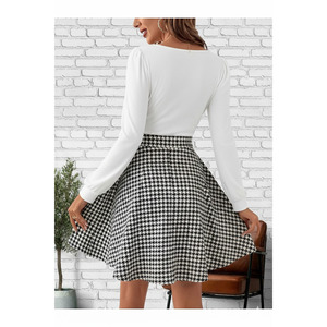 Robe-jupe en cuir blanc pour femme sans ceinture, tenue décontractée - Product Image 4