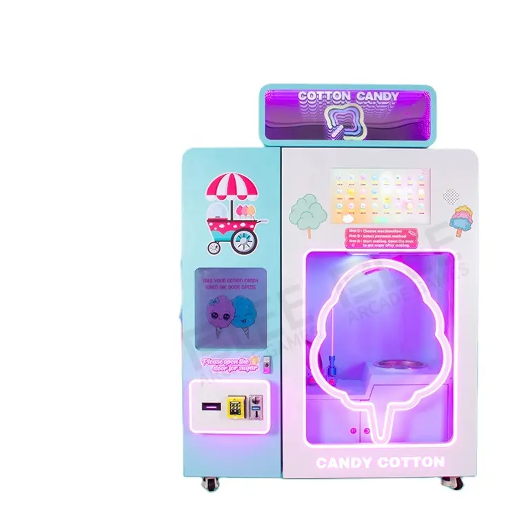 وصل حديثًا كسب المال تلقائيًا بالكامل صانع حلوى القطن روبوت آلة بيع الخيط الخيالي