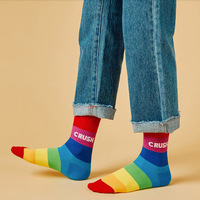 Crush rainbow Chaussettes Printemps Été Chaussettes pour femmes Chaussettes en coton rayé haute quantité