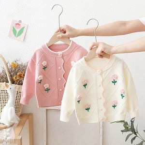 Maglione floreale da ragazza per la primavera autunno nuovo arrivo abbigliamento per bambini lavorato a maglia in stile coreano cappotto in maglia per bambini all'ingrosso - Product Image 1
