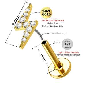 Ensemble de Piercings Tendance en Or Cœur et Étoile Sans Fil pour Femmes – Bijoux Minimalistes pour Lèvre et Oreille - Product Image 6