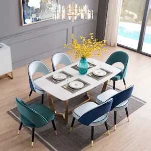 Conjunto de mesa de jantar, moderno europa simples ouro café mármore mesa de cozinha tabelas e cadeiras