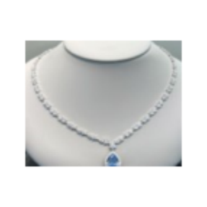 Delicado collar de lujo de Plata de Ley 925 con piedra preciosa de turmalina Paraiba, Piedra en forma de pera de buena calidad, venta chapada en rodio - Product Image 1