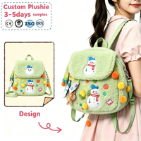 Sac à dos en peluche décoratif bonhomme de neige pour enfants, sac personnalisé à motif de dessin animé pour les fêtes, cadeau de vacances pour enfants, production rapide en gros