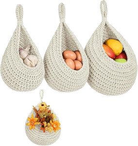 Doll House Furniture Decoration Balcony Living Room Decor Cotton Woven Multifunction Hook Type <b>Wall</b> <b>Hanging</b> Basket - Product Image 1
