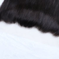 RUISI LF-003 13x6 Closure Cambodgienne Remy Lisse Cheveux Humains Noir Naturel Dentelle Transparente Frontale Double Trame Faite à la Machine Cheveux Remy Permanents