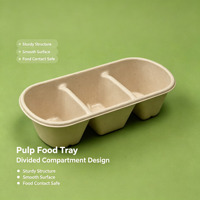 Barquette alimentaire écologique à 3 compartiments en bagasse, biodégradable, compostable, jetable, pour emballage alimentaire
