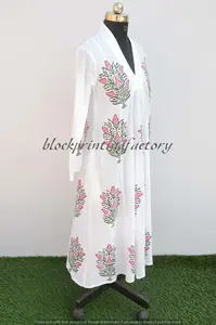 Camiseta larga de algodón con estampado a mano para mujer, ropa de verano, hecha a mano, novedad - Product Image 3