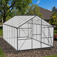 Kit de jardin de plain-pied moderne spacieux murs en polycarbonate de 4mm assemblage sans outil cadre en métal de jardin professionnel personnalisable
