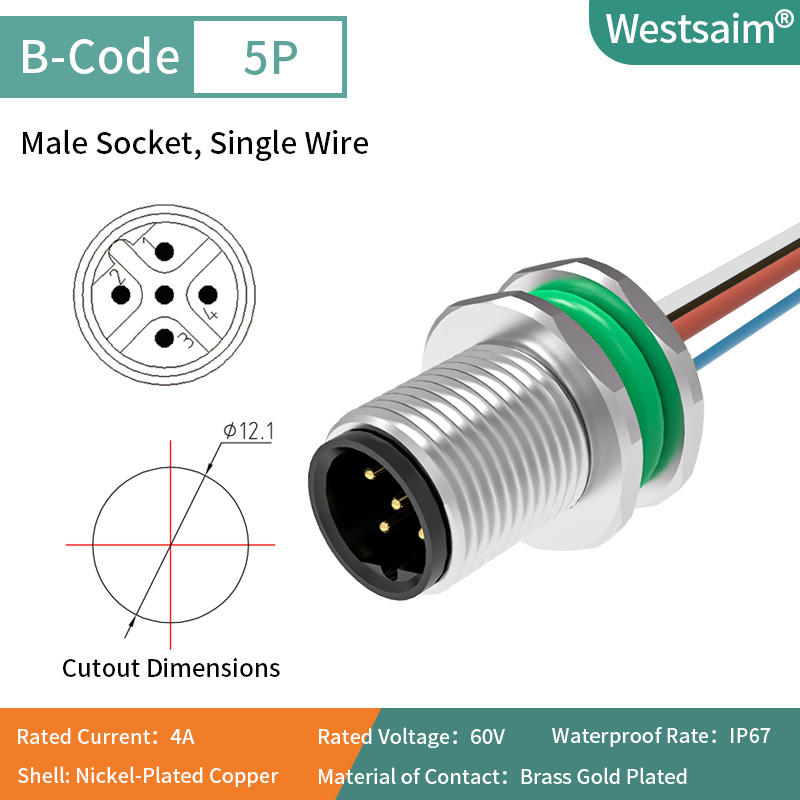 M12-B-5P male M12*1.0