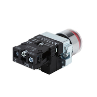 Interrupteur à bouton-poussoir momentané à réinitialisation automatique, éclairé par LED, 22 mm, IP41, plastique et métal, 1NO