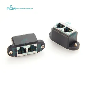 듀얼 포트 I/O CAT6 RJ45 8P8C 암-암 이더넷 나사 잠금 패널 변환기 소켓