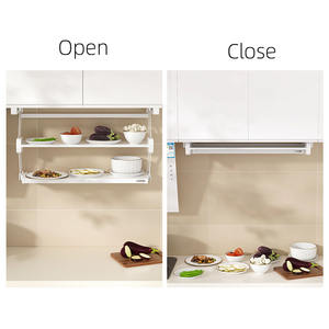 Modernes Zweistöckiges Verstellbares Faltbares Platzsparendes Ablagegestell aus Aluminiumlegierung und Stahl mit ABS, Ausziehbares Geschirrorganisationssystem für den Küchenschrank - Product Image 2