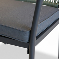 Fauteuil de jardin HOMFUL, structure en aluminium, dossier en corde tressée, coussin d'assise de 5 cm, pour terrasse, jardin, balcon.