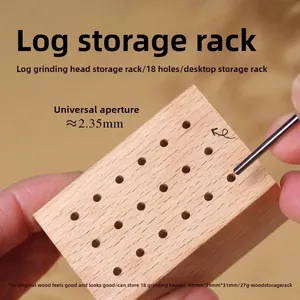 Support de rangement et présentoir en bois pour 18 embouts de ponceuse à ongles, boîte de rangement vide pour têtes de ponçage, étui organisateur pour outils de manucure - Product Image 2