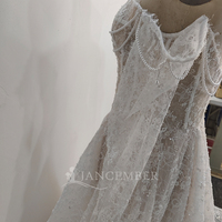 Robe de mariée Jancemebr Lsqx126 coupe A-line avec perles, dentelle et cordons, taille basque en dentelle