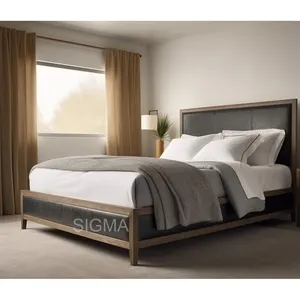 Di alta qualità in legno di Teak King Size letto in legno per la casa in legno camera da letto mobili comodo letto solido per casa appartamento