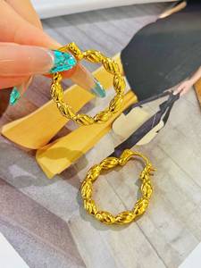 Xinfly Luxury Au999 Pure Gold 5D Technology Jewelry Boucles <span class=keywords><strong>d</strong></span>'oreilles fines qui peuvent être portées et conserver de la <span class=keywords><strong>valeur</strong></span> Certifié Vendre par grammes - Product Image 3