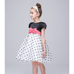 Robe tutu à pois noire pour filles, col rond, coupe trapèze, en tulle, costume de demoiselle d'honneur, tenue de spectacle - Product Image 3