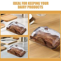 WDF couvercle en verre de bambou de haute qualité porte-beurre avec pelle plateau à Dessert Non toxique cuisine conteneur de stockage assiette à beurre