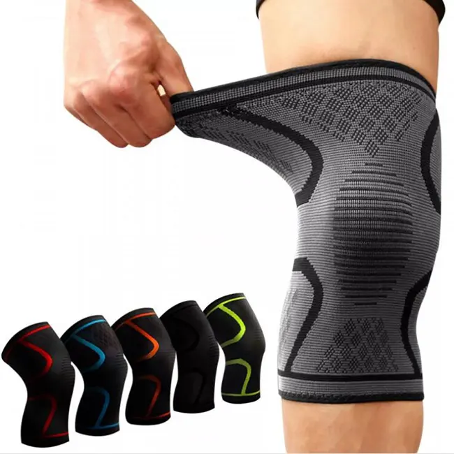Compresión de neopreno de punto deportivo y soporte de manga de rodilla vendaje transpirable rodillera con almohadillas estabilizadoras laterales para el dolor de rodilla