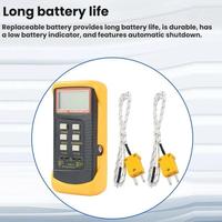 Wholesale Dual-Channel Industrial Thermometer with Clamp Contact Probes High-Accuracy Digital Temperature Meter with LCD Display