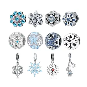New arrival Thailand Jewelry 925 Sterling Silver snowflake diy bracelet charms for bracelets jewelry