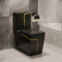 WC monobloc carré personnalisable en céramique marbre noir pour salle de bain
