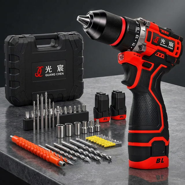 Guang Chen 16.8V Brushless Cordless Power Drill Set Factory Price Taladro Inalambrico with 2 Batteries 40 Pcs Accessories
