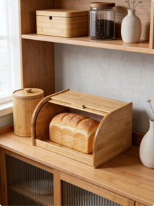 Bamboo Eco-Friendly Multifunctional Bread Box Roll Top <b>Large</b> Capacity Natural Bread <b>Bin</b> Kitchen Countertop Dustproof Storage - Product Image 2