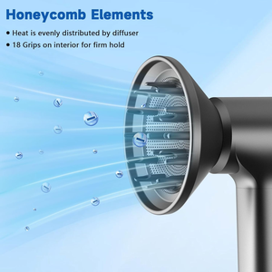 Sèche-<span class=keywords><strong>cheveux</strong></span> ionique professionnel à courant continu avec diffuseur pour <span class=keywords><strong>cheveux</strong></span> <span class=keywords><strong>bouclés</strong></span> - Buse concentrateur magnétique anti-frisottis pour usage hôtelier - Product Image 5